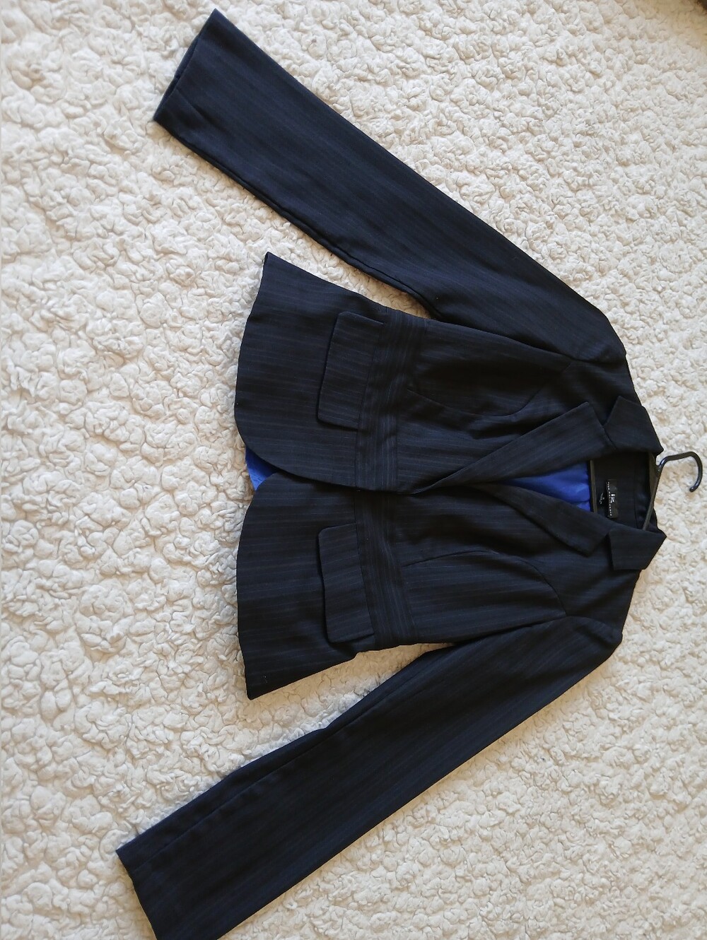 Iz Byer California Blazer Womens Small Black Blue Stripes